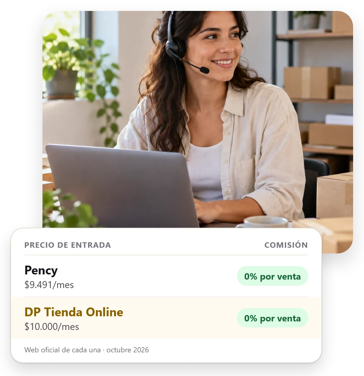 Comparación de Pency y DP Tienda Online: precio, comisión y plan gratis