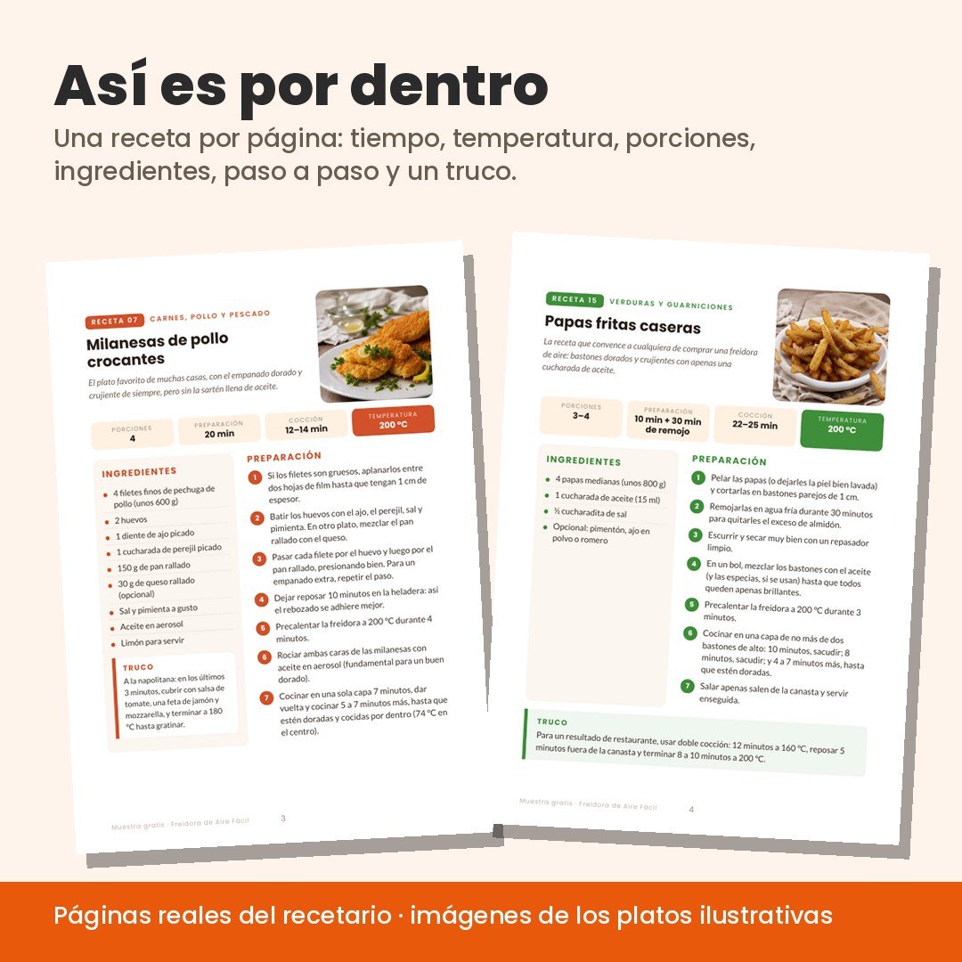 Freidora de Aire Fácil: 30 recetas en PDF. Crujiente sin Aceite