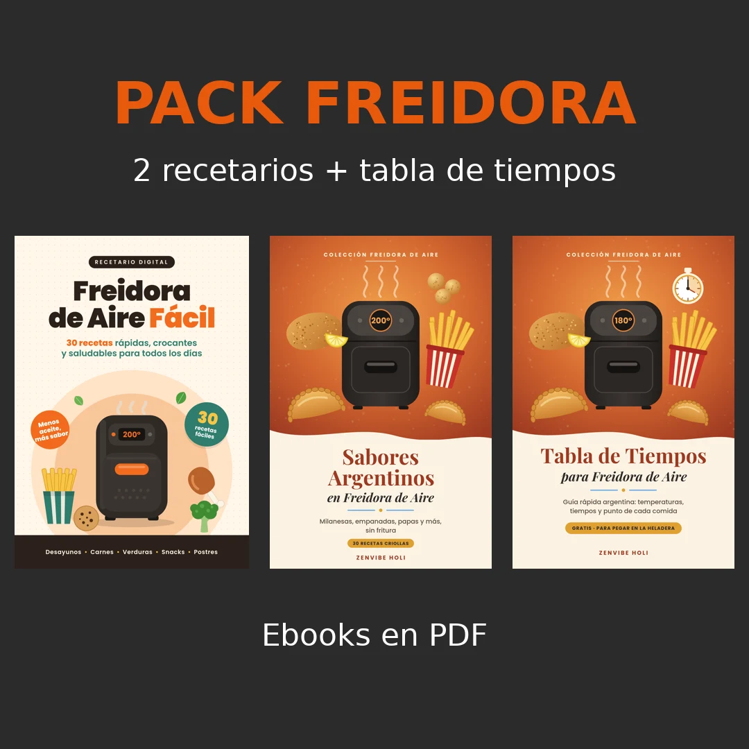 Pack Freidora: 2 recetarios y tabla de tiempos