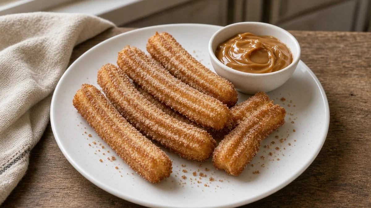 Churros con azúcar y dulce de leche