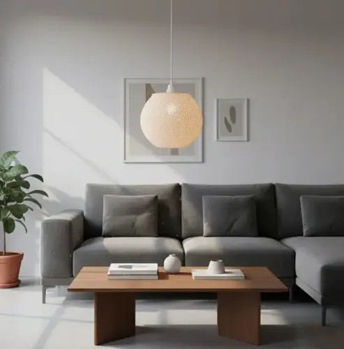 Lámpara Globo Efecto Tela 33cm | Colgante 3D Premium, foto 4. CH Home. Chechu Studio