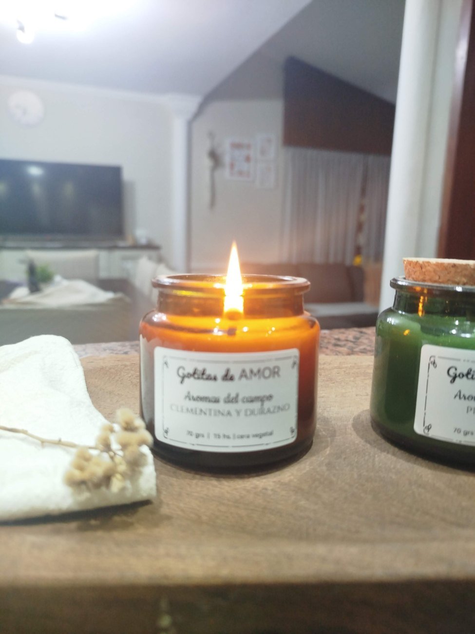 Vela en vaso ámbar