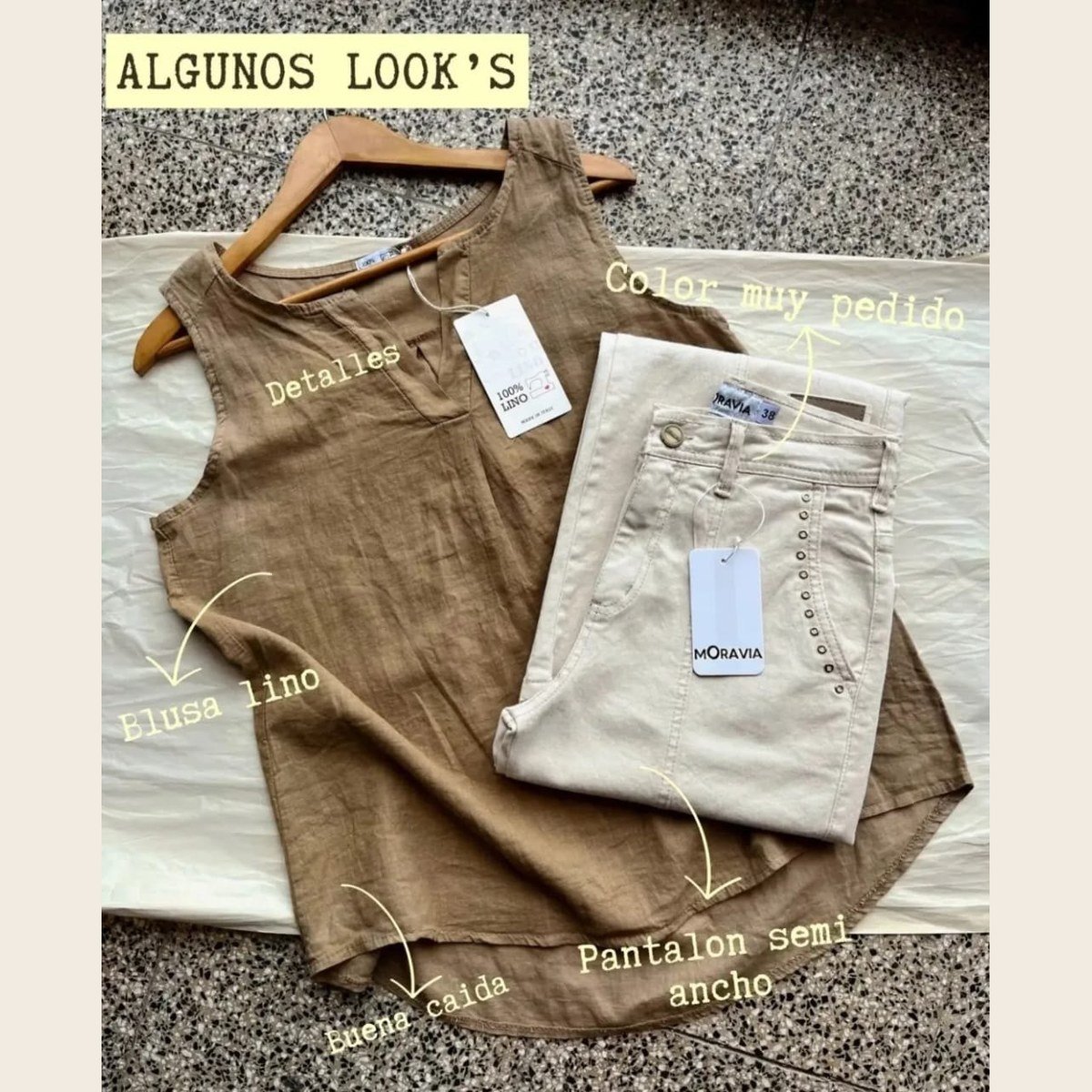 Look: blusa de lino y pantalón semi ancho