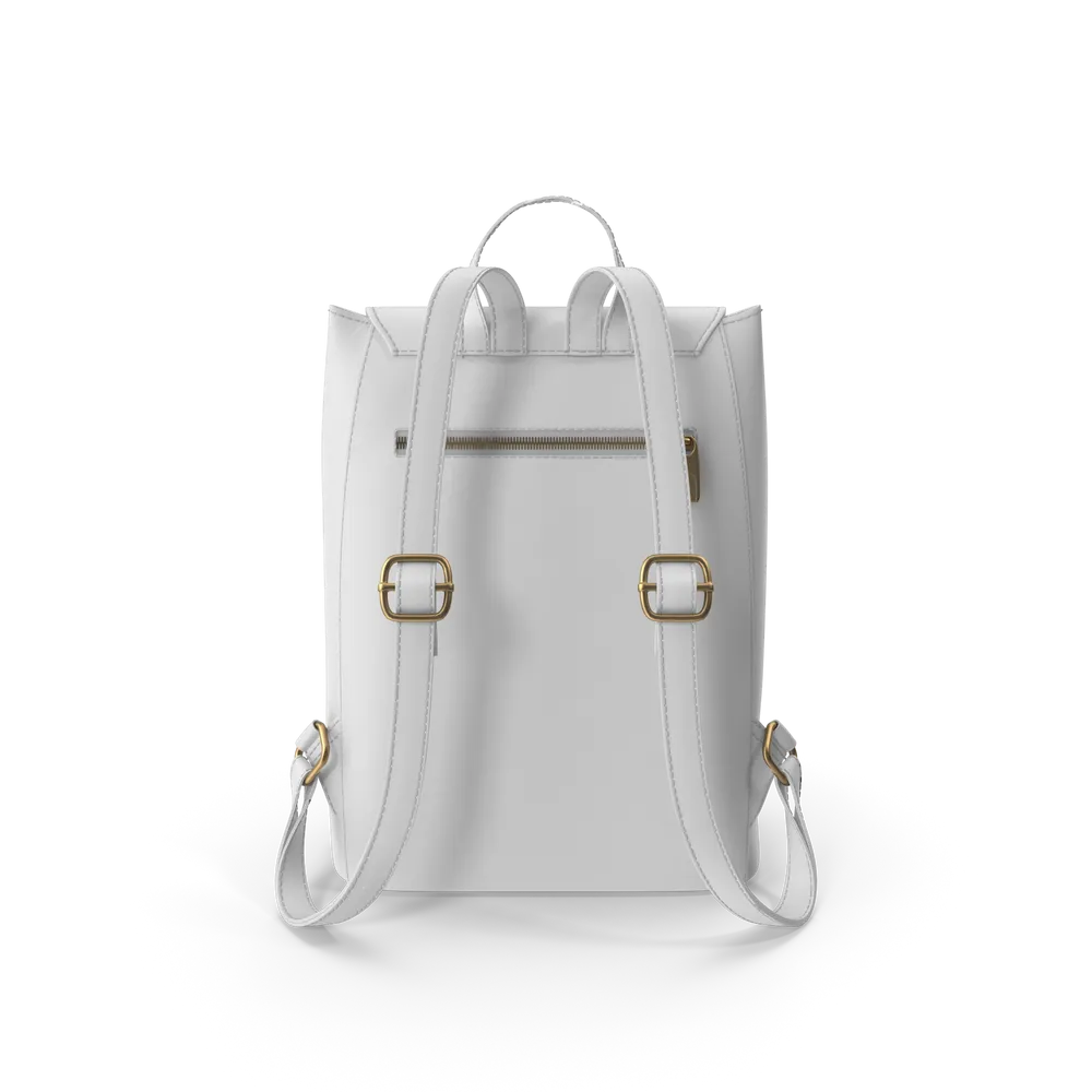 Mochila blanca de cuero sintético